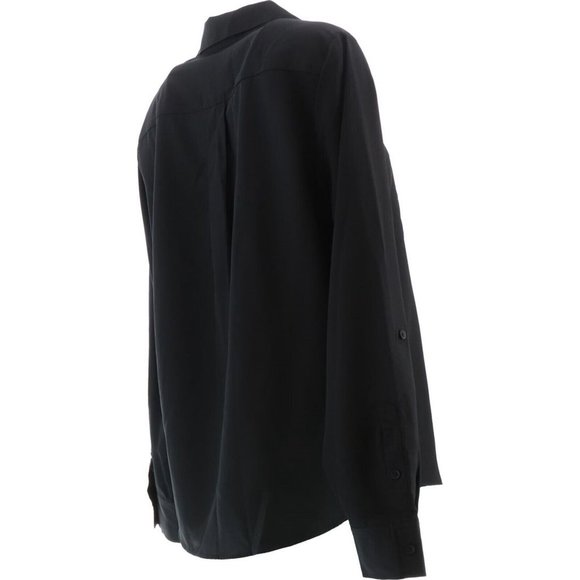 NWT LANDS' END LONG SLEEVE ROLLED TAB SLEEVE SOFT BLOUSE‎ BLACK 14P (PETITE) - Picture 6 of 11